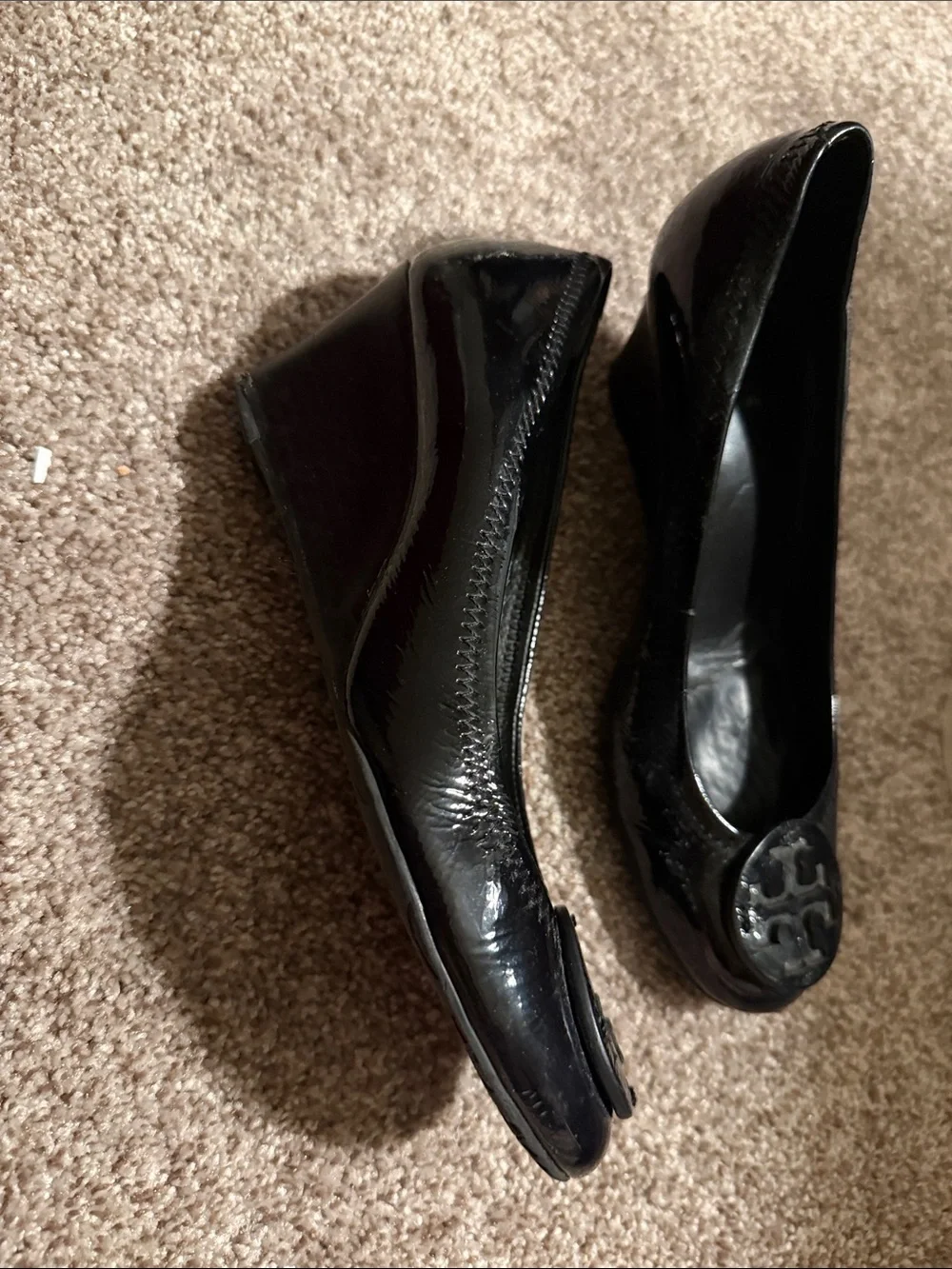 Tory Burch Black Patent Logo Ballet Flats